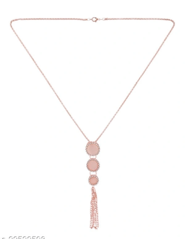 Anikas Creation Rose Plated Tasselled Alloy Light weighted Cream Stone Finished Pendant - Adjustable, Gold Plated, Multipack 1